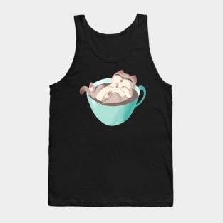 Siamese Cat in Coffee Mug Kawaii Cute latte kitty Tank Top